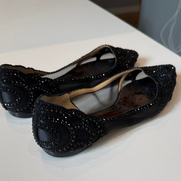 Badgley Mischka GiGi Mesh Crystal Pointed Toe Flats, Evening Shoe, Size 9.5 - Picture 4 of 10